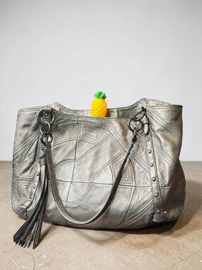 Coach Alexandra Tote in Gunmetal with Signature C